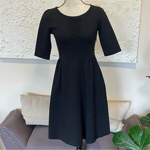 Boden Isabella Black Beaded Ponte Fit & Flare Dress 4R